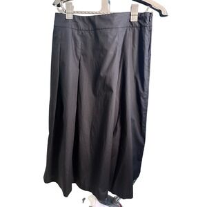 Talbots dk Navy Pleated Midi Skirt 100% Cotton High Waist Side Zip Size 8 PH5090